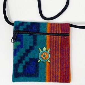 Pendleton Blanket Zip Crossbody Pouch Turtle Embroidery